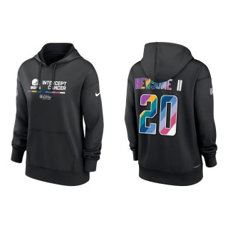 Women's Greg Newsome II Cleveland Browns Black 2022 NFL Crucial Catch Therma Performance Pullover Hoodie